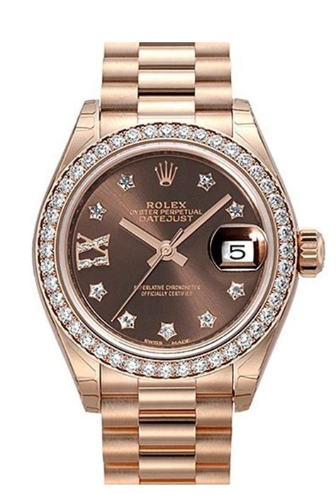 rolex lady datejust rose gold chocolate dial|Rolex Datejust lady everose gold.